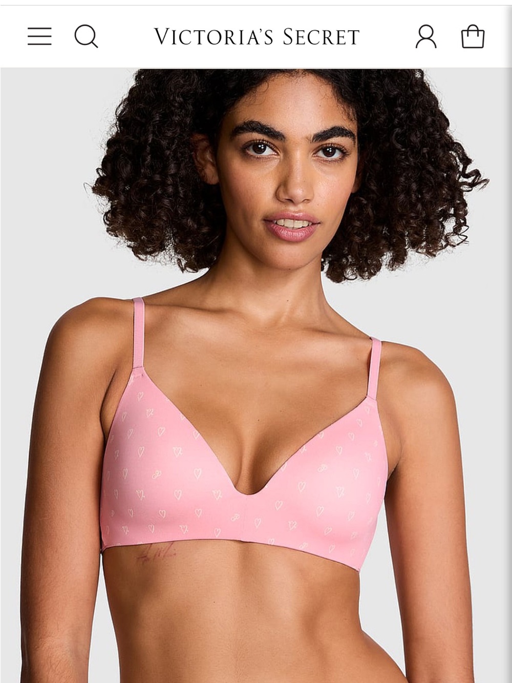 NWT Victoria’s Secret Pink Wireless Wear Anywhere bra pink hearts 💕 32D